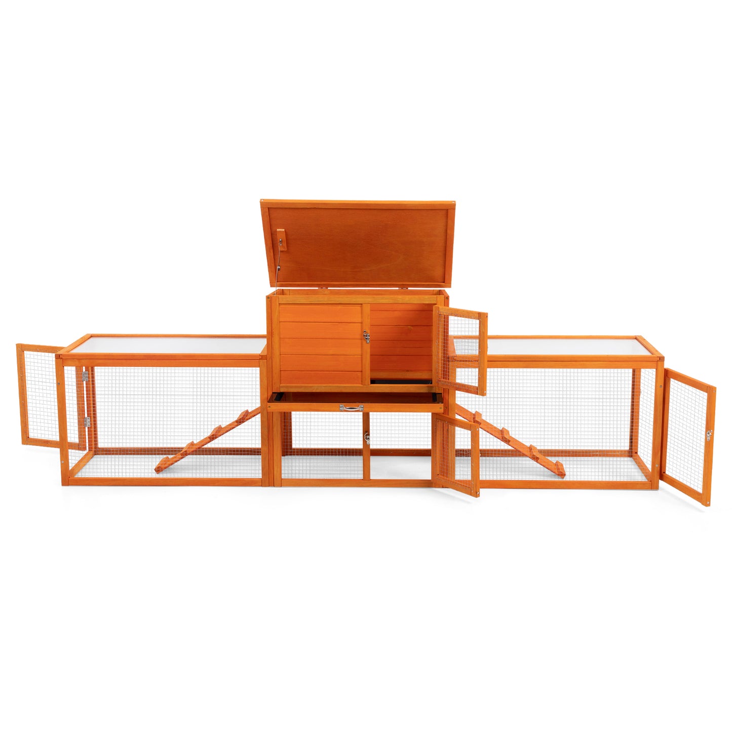 Large three box rabbit cage,for Indoor and Outdoor Use, orange