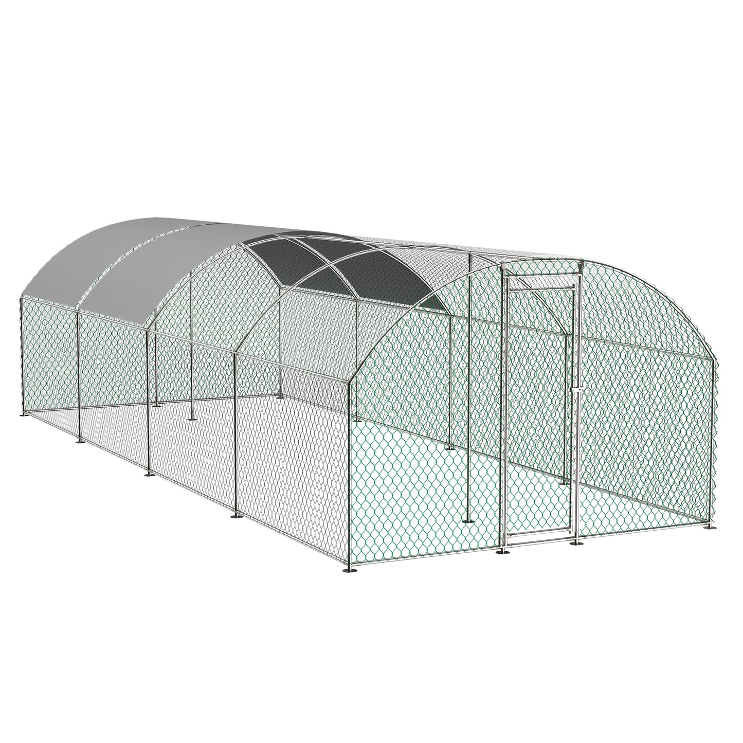 26'x9'x6'Large Metal Chicken Coop,Walk-in Poultry Cage,Chicken Run with Waterproof Cover,Outdoor Backyard Farm,Chicken Rabbits Duck Run Pen,Easy to Assemble And Clean