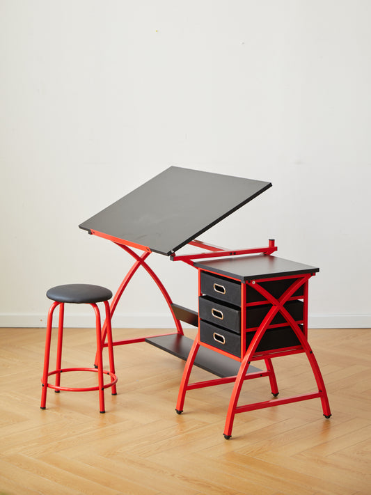 [SantaChoice] drafting table red with stool