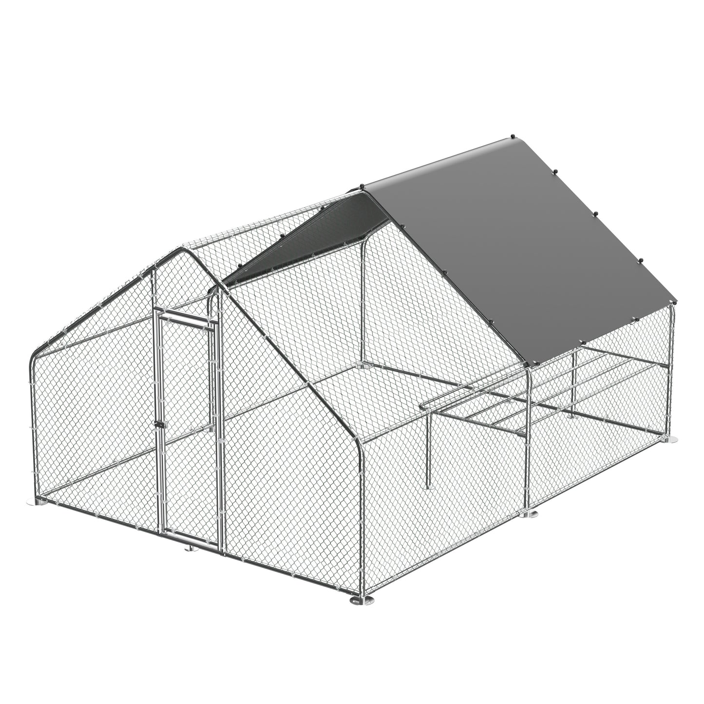 Large metal chicken coop, walk-in chicken coop, galvanized wire poultry chicken coop, rabbit duck coop with waterproof and UV protection cover for outdoor, backyard and farm. 9.8' W x 13.1' L x 6.6' H