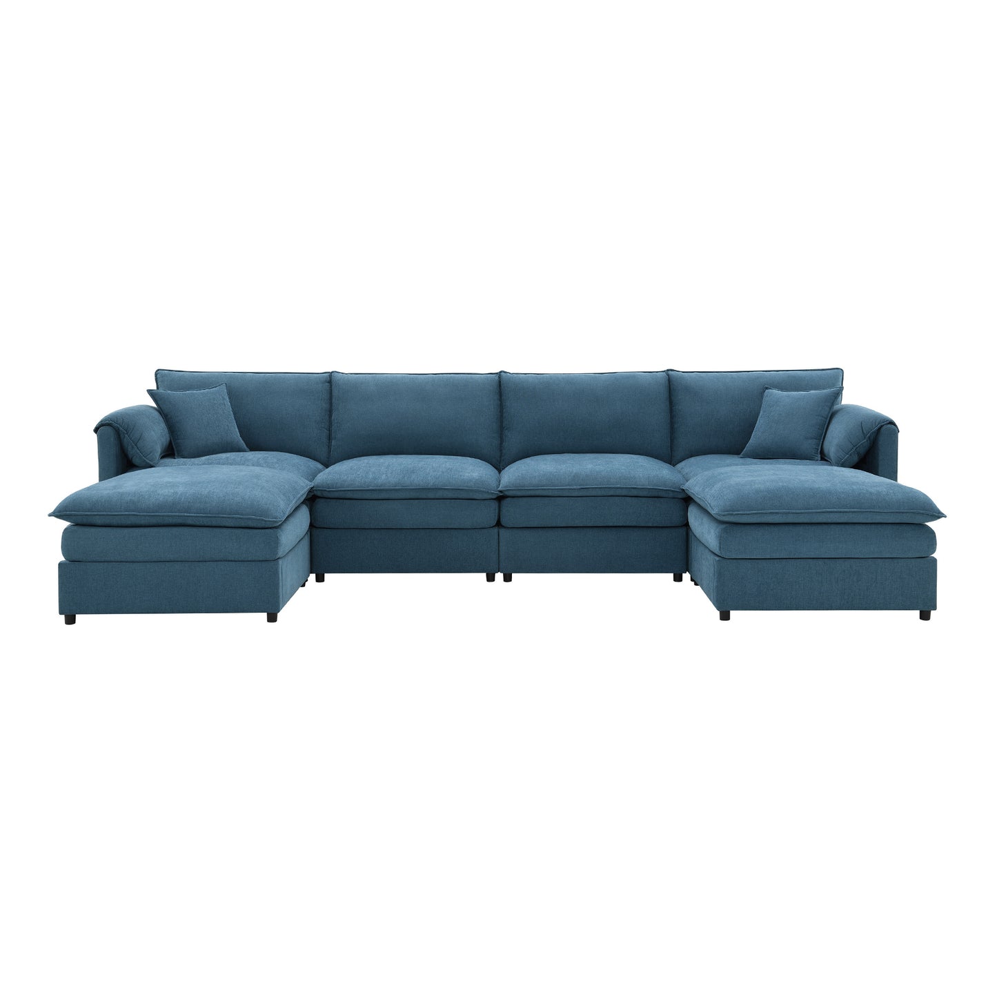 [SantaChoice] 134x66" Chenille Modular Sectional Sofa,U Shaped Cloud Couch Set with Double Cushions ,6 Seat Sleeper Sofa Bed with Ottomans,Oversized Indoor Furniture for Living Room, 3 Colors