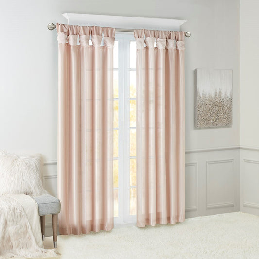 Twist Tab Lined Window Curtain Panel Blush 50x108'