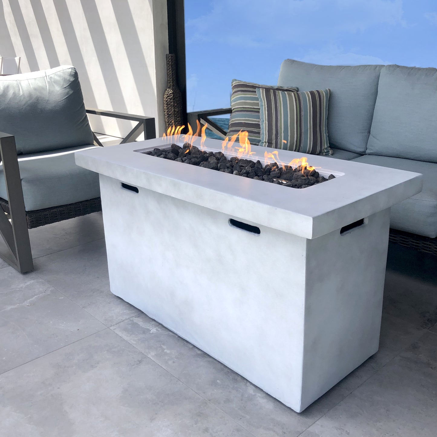 25" H x 42" W Fiber Reinforced Concrete Propane Outdoor Fire Pit Table