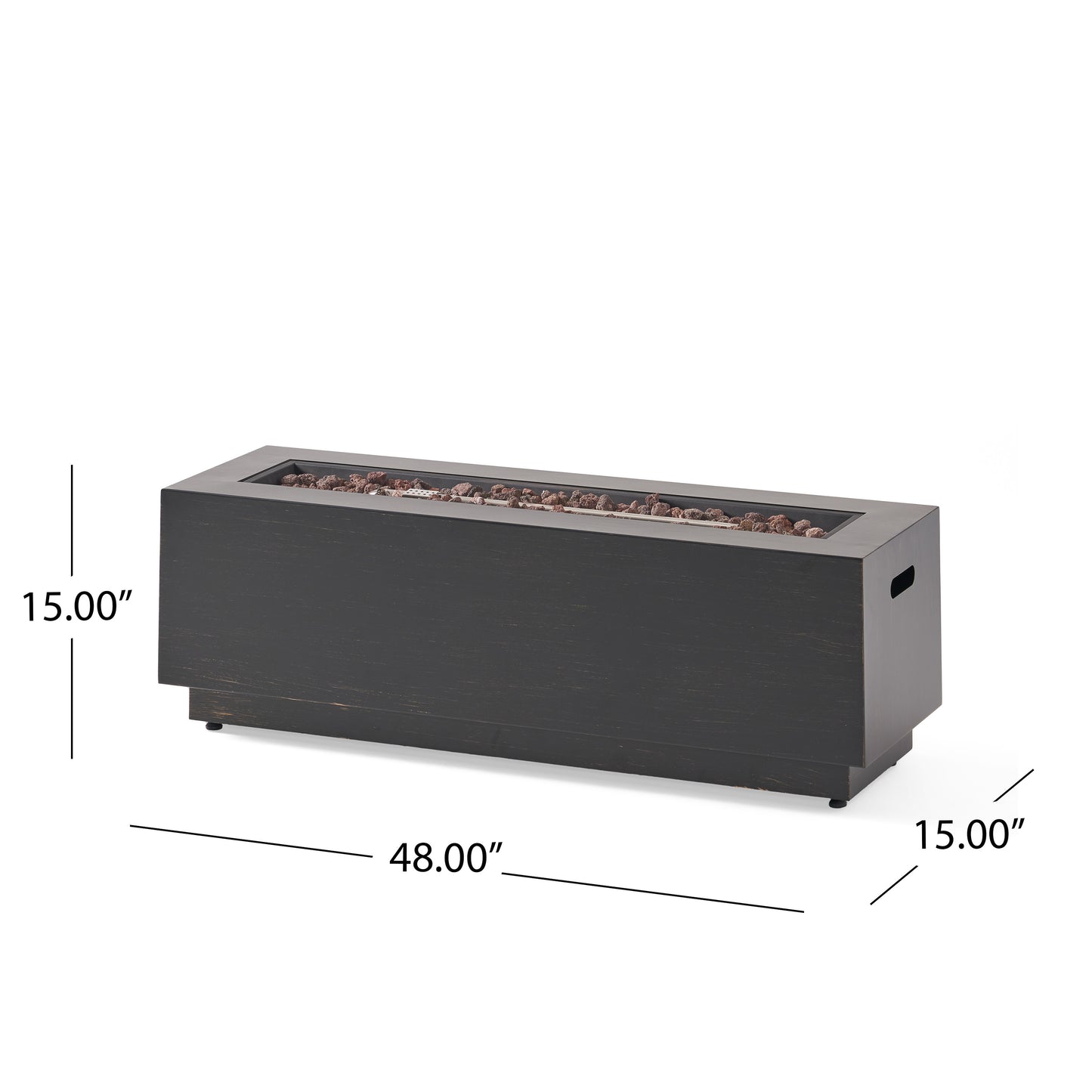 40" Outdoor 50,000 BTU Rectangular Iron Propane Fire Pit, Dark Grey (Tank Cover not Included)