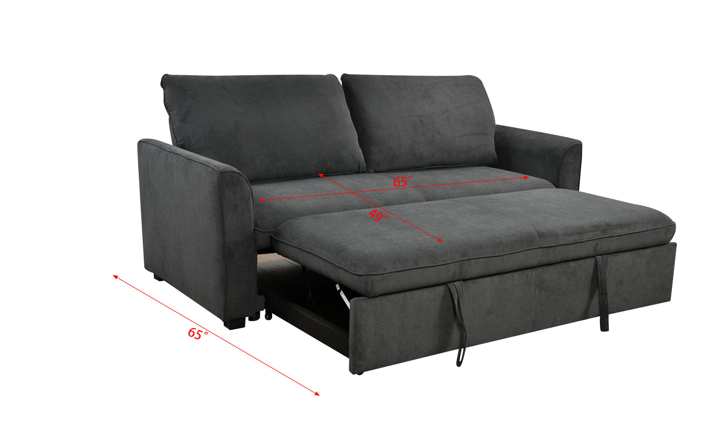 [SantaChoice] 78 Inch 3 in 1 Convertible Sleeper Sofa Bed, Modern Fabric Loveseat Futon Sofa Couch w/Pullout Bed, Small Love Seat Lounge Sofa w/Reclining Backrest, Furniture for Living Room, Dark Gray