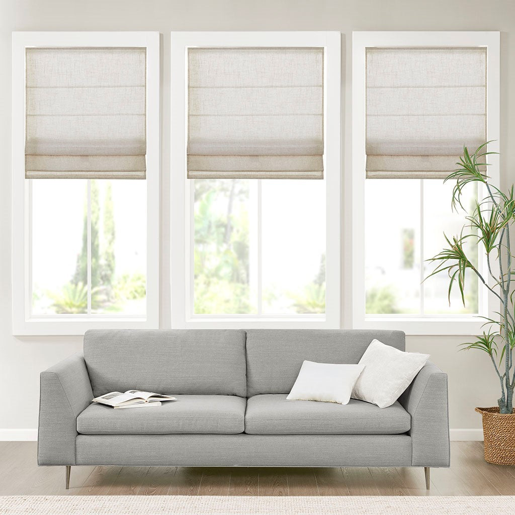 Linen Blend Light Filtering Cordless Roman Shade Natural 34x64'