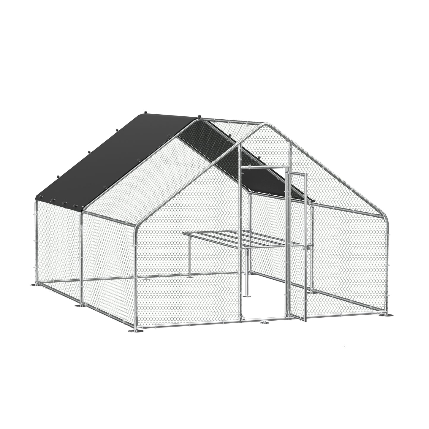 Large metal chicken coop, walk-in chicken coop, galvanized wire poultry chicken coop, rabbit duck coop with waterproof and UV protection cover for outdoor, backyard and farm. 9.8' W x 13.1' L x 6.6' H