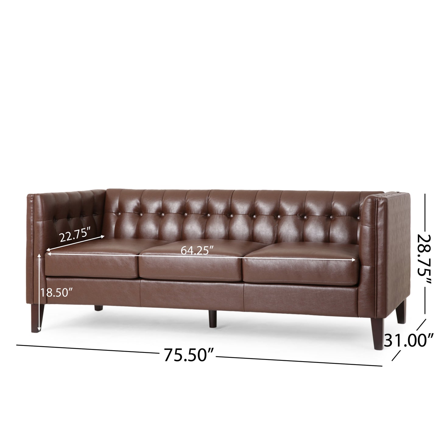 Mirod Comfy 3-seat Sofa with Tufted Back , Modern for Living Room