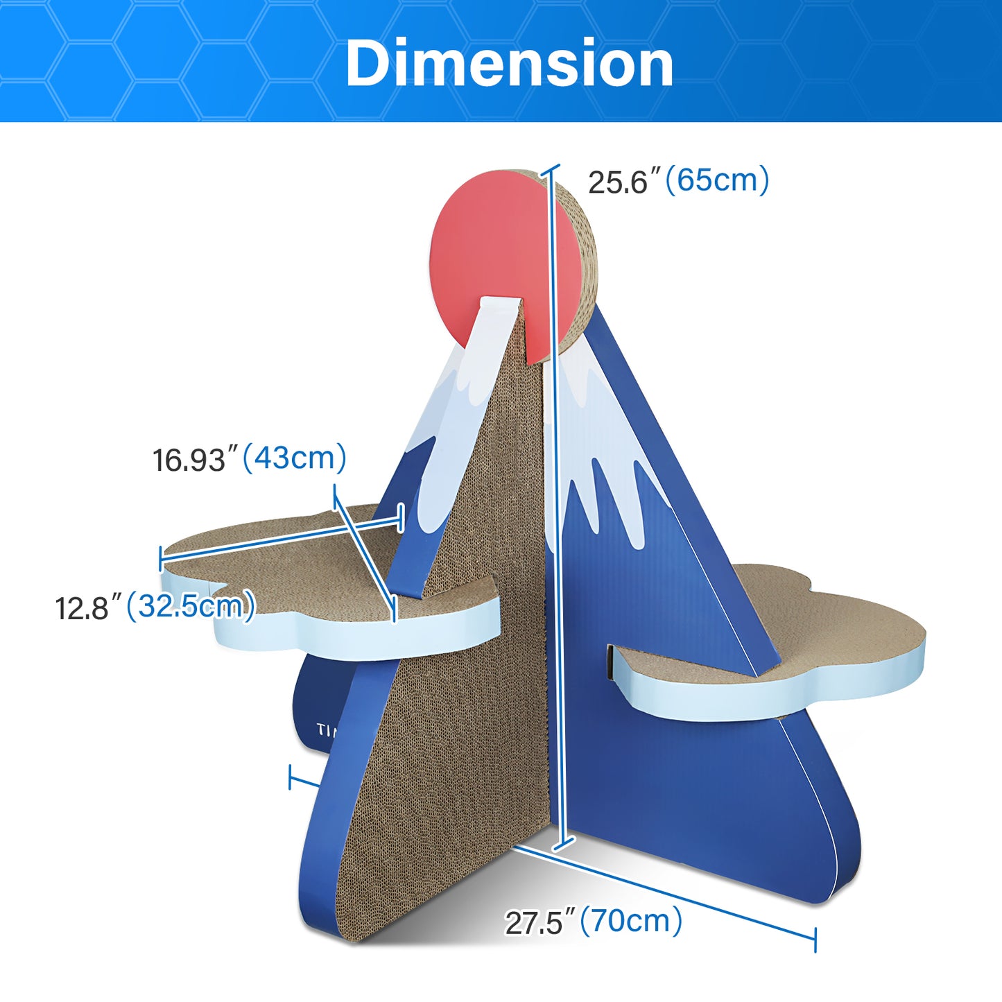 ScratchMe Cat Scratcher Post Board, Mount Fuji Shape Cat Scratching Lounge Bed, Durable Pad Prevents Furniture Damage