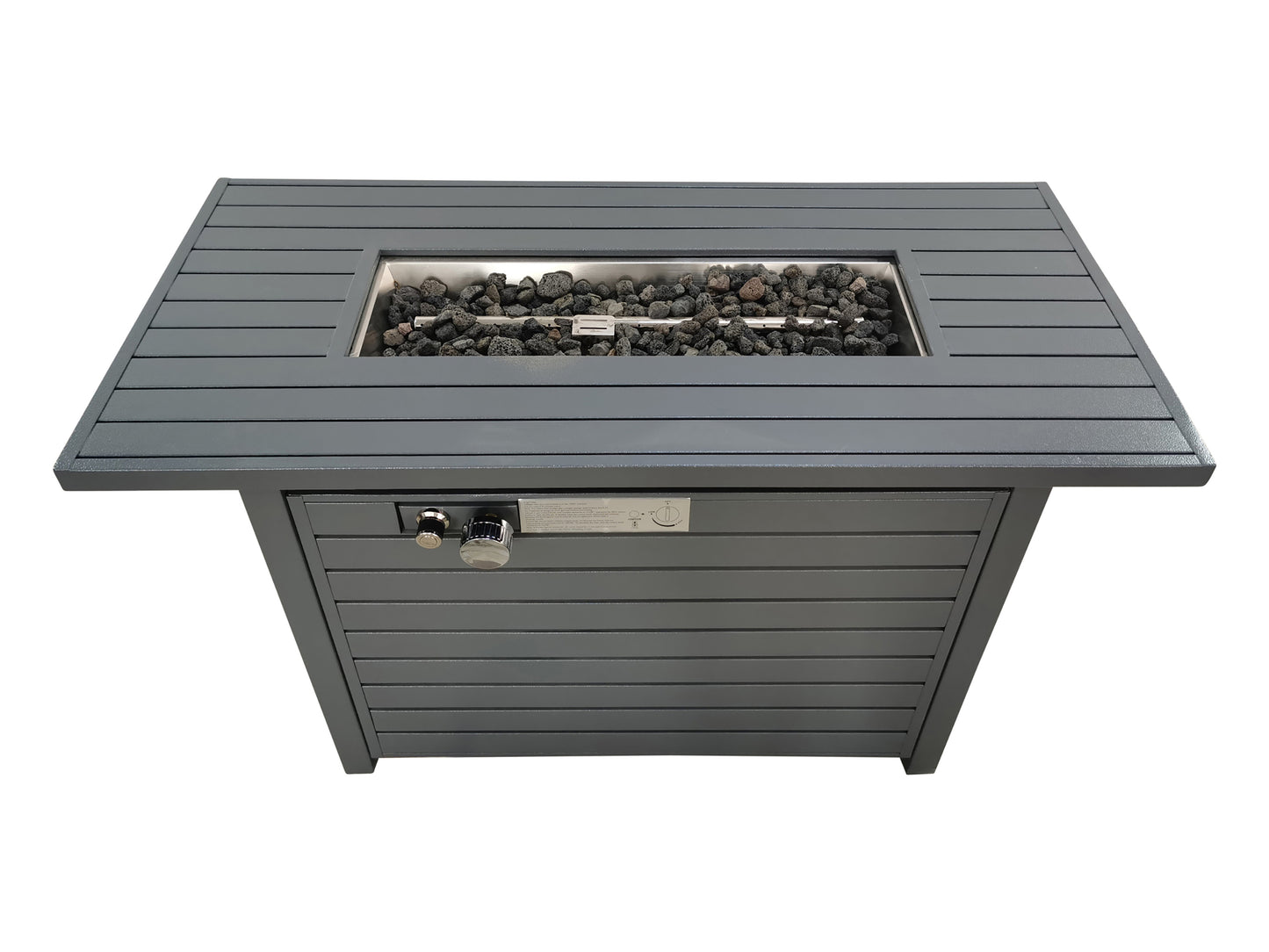 25'' H x 42'' W Steel Propane Outdoor Fire Pit Table with Lid (Grey)