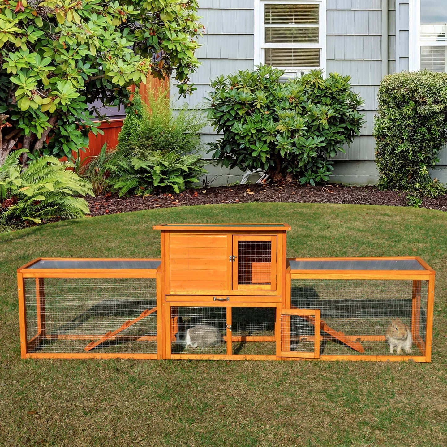 Large three box rabbit cage,for Indoor and Outdoor Use, orange