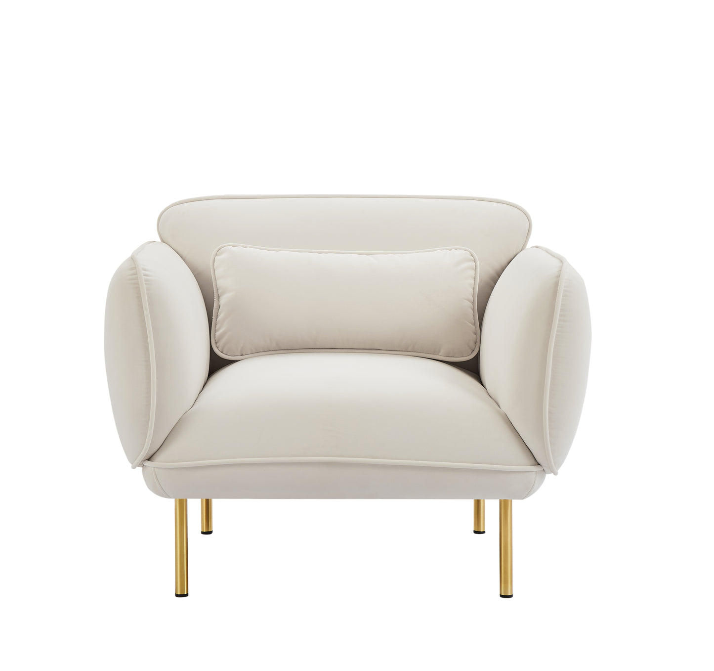 [SantaChoice] Oversized Living Room Accent Velveta Armchair Upholstered-Single Sofa Chair, Comfy Fabric Armchair with Metal Leg for Bedroom Living Room Apartment, Beige