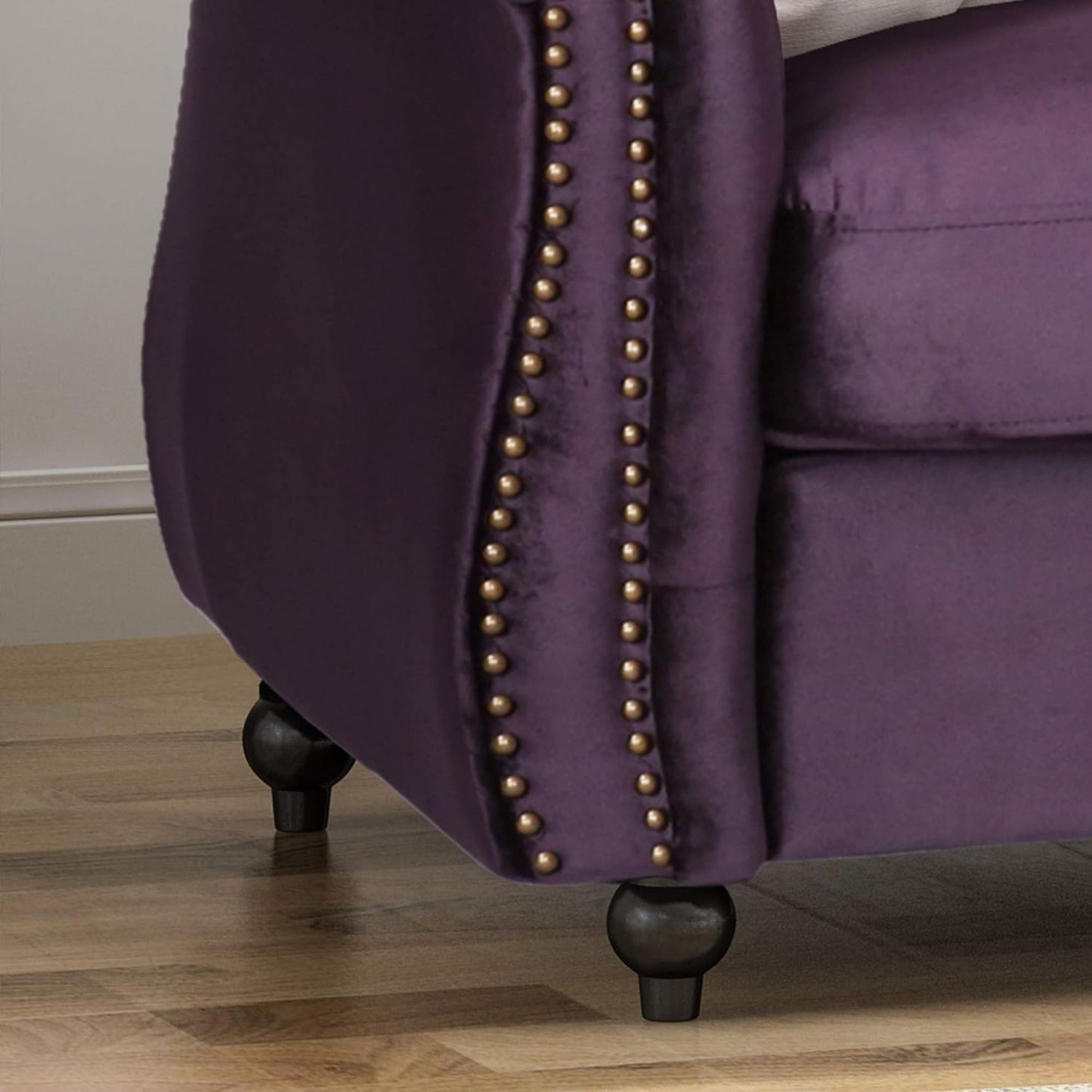 [SantaChoice] Luxurious 3-Seater Purple Velvet Sofa, Featuring a Classic Design with Modern Elegance, Perfect for Adding Sophistication and Style to Any Living Room, Plush Comfort and Durable Craftsmanship