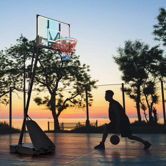 Portable Basketball Hoop Basketball System 8-10ft Height Adjustable for Youth Adults LED Basketball Hoop Lights, Colorful lights, Waterproof,Super Bright to Play at Night Outdoors,Good Gift for Kids