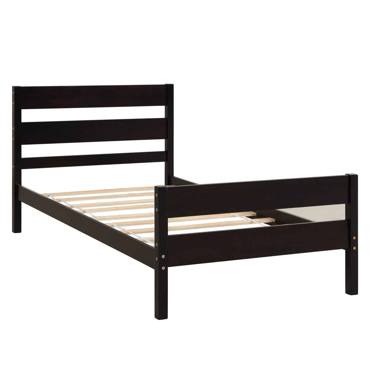 Twin Bed with Headboard and Footboard,Espresso