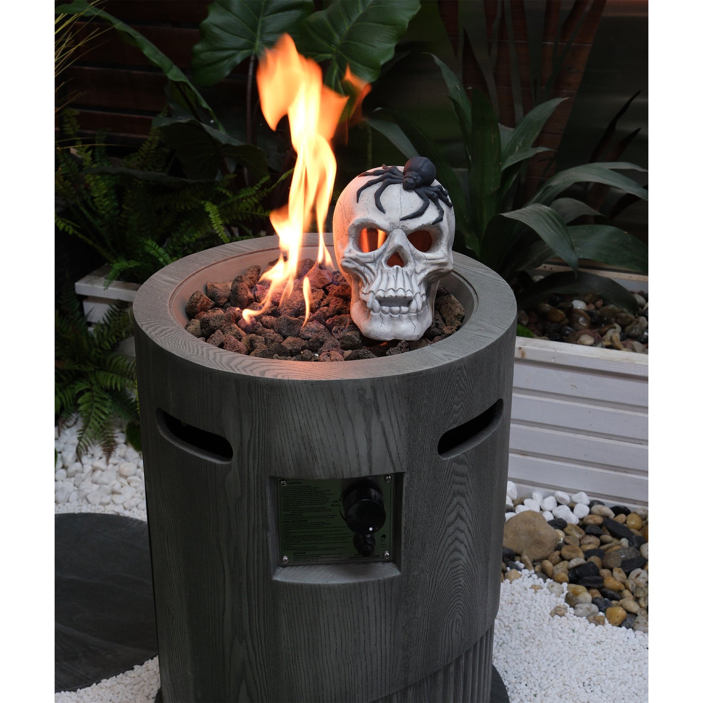 32000 BTU, CSA Certification Diameter 20 Inch Round Outdoor Gas Fire Pit,Contain 2.5kg Lava Stone And Rainproof Cover,Magnesium Oxide Cultured Stone Surface Finished,, More Suitable for Outdoor Garden