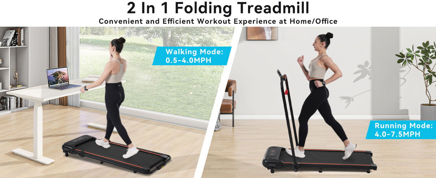 NEW Folding Walking Pad Under Desk Treadmill for Home Office -2.5HP Walking Treadmill With Incline 0.5-7.5MPH 265LBS Capacity Treadmill for Walking Running - Two Ways to Adjust Speed