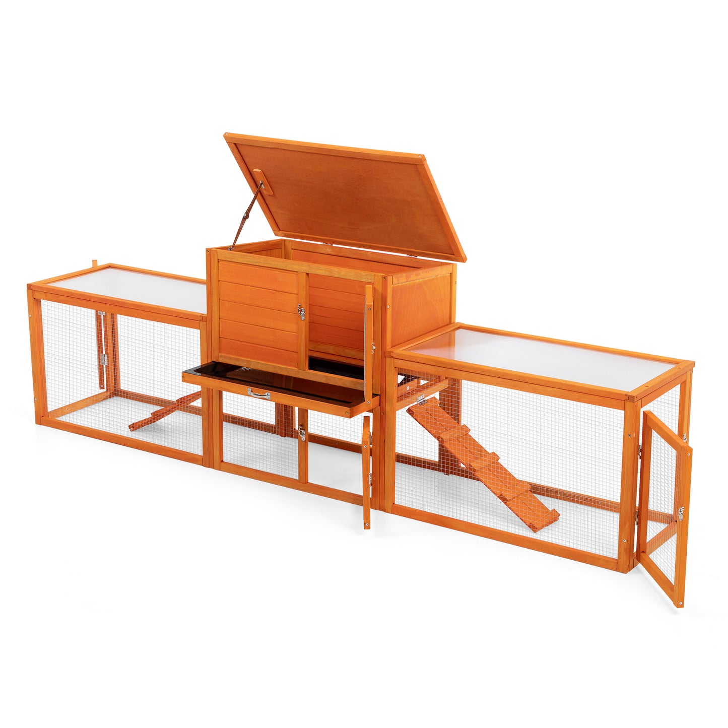 Large three box rabbit cage,for Indoor and Outdoor Use, orange