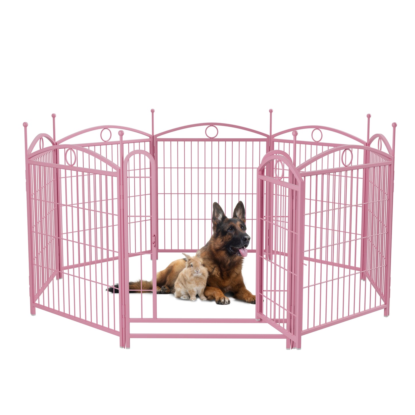 Dog Playpen Indoor 32 inch 8 Panels Metal Dog Pen Pet Dog Fence Outdoor Exercise Pen with Doors, Heavy Duty Dog Fence Puppy Pen for Large Medium Small Dogs Indoor Outdoor Foldable Pet Exercise Pen