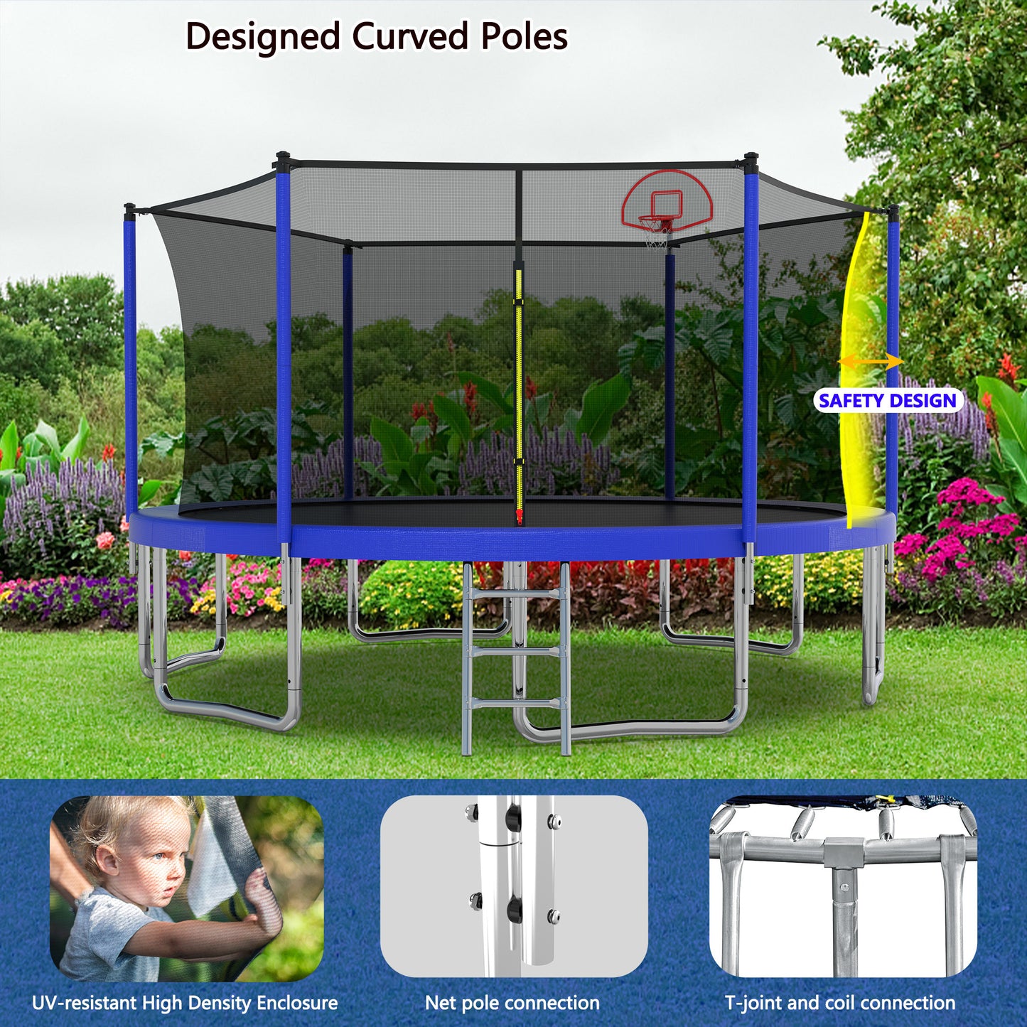 14FT for Kids Children with Safety Enclosure Net Outdoor Backyards Large Recreational Trampoline