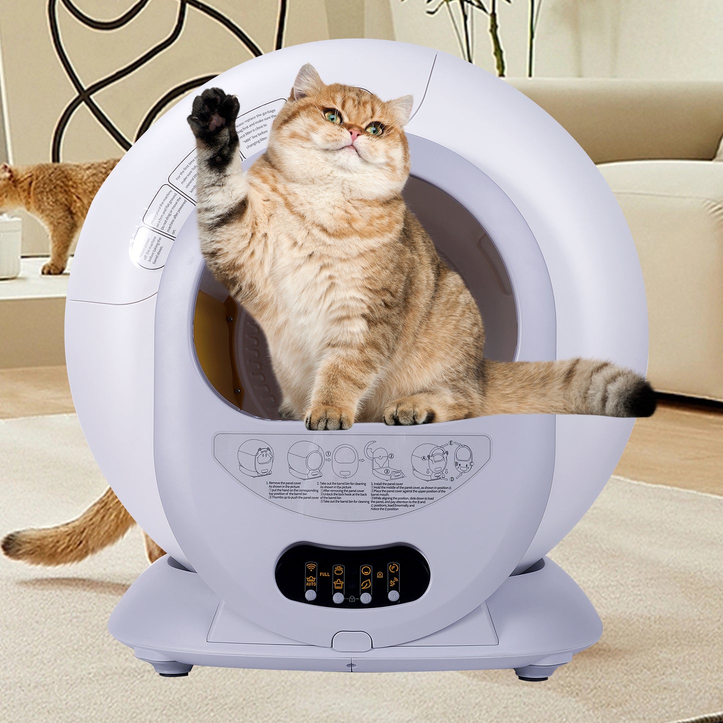 Self-Cleaning Cat Litter Box, Automatic Scooping and Odor Removal, App Control Support 2.4G WiFi (Keyed Model)