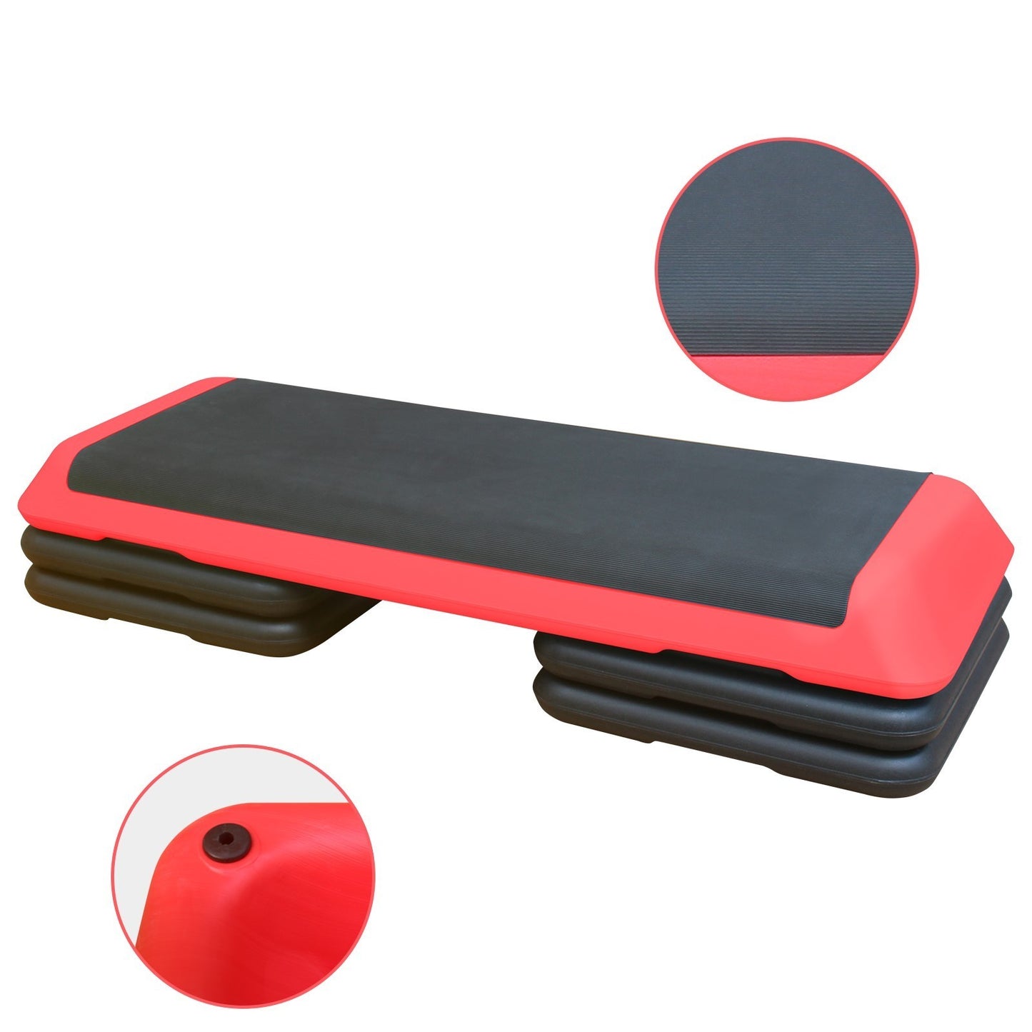 Adjustable Aerobic Step Workout Step with 4 Risers Fitness & Exercise Platform Trainer Red