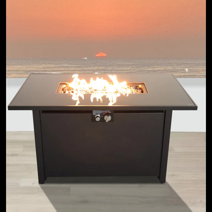 25" H x 42" W Steel Outdoor Fire Pit Table with Lid