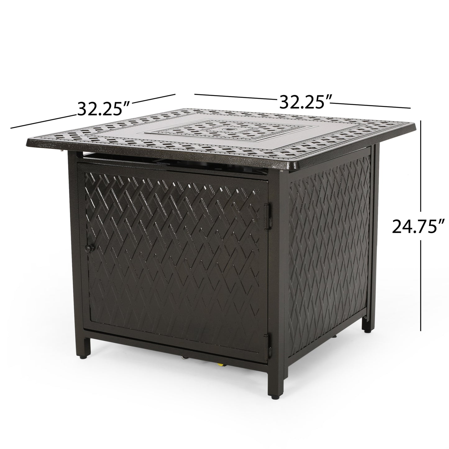 32" Outdoor Square Aluminum Propane Fire Pit - 37,000 BTU