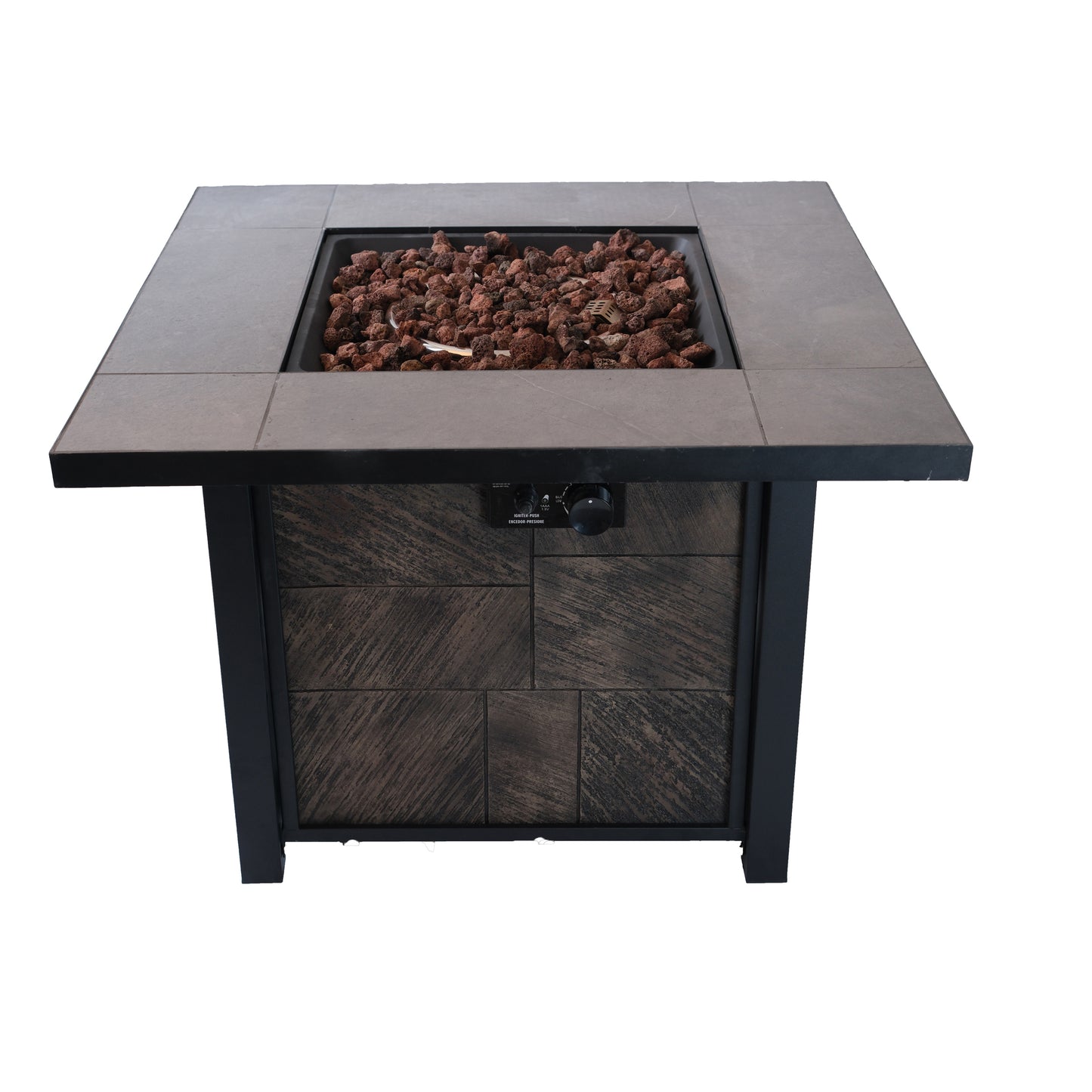 50000 BTU, CSA Certification Square  Gas Fire Table ,Contain 5 kg Lava Stone And Rainproof Cover,Magnesium Oxide Wood Grain Surface Finished,More Suitable for Outdoor Garden Backyard and Durable