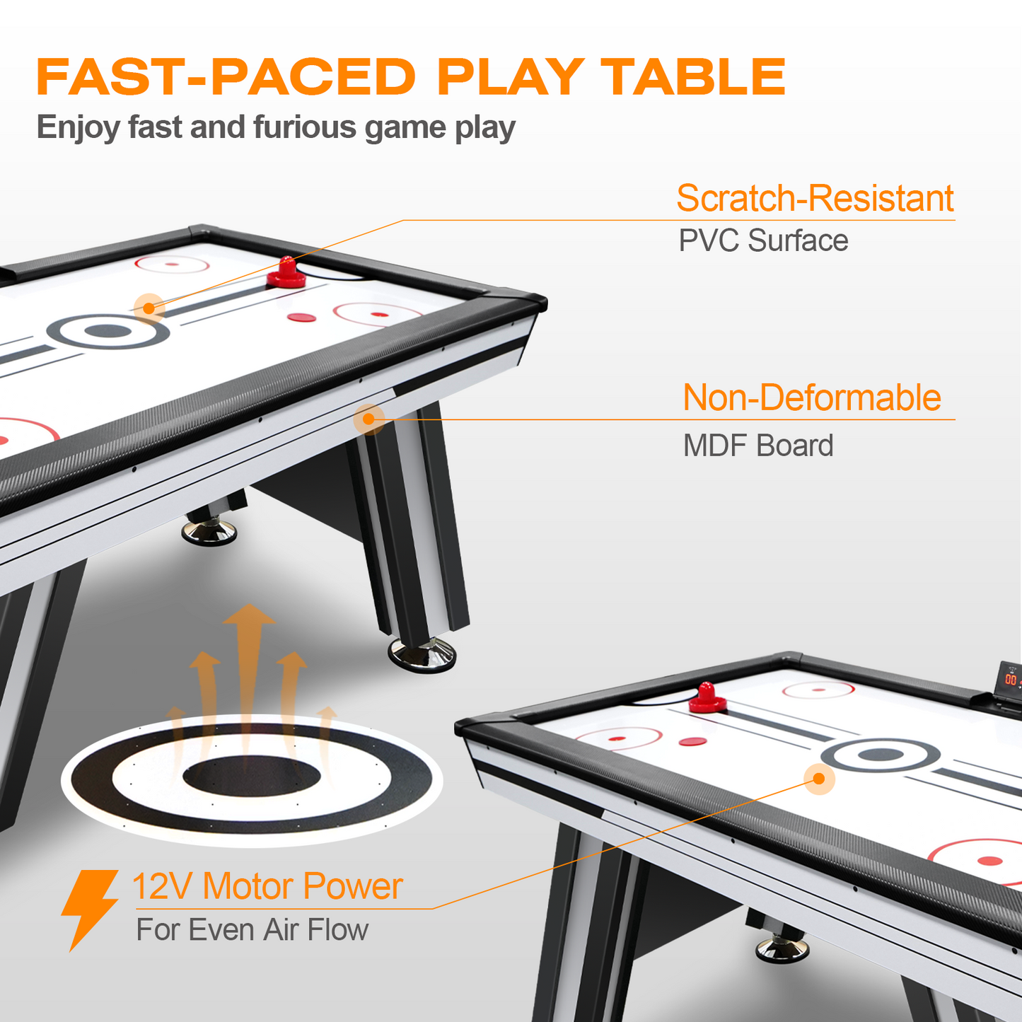 Air Hockey Table, 72" Indoor Hockey Table for Kids and Adults, LED Sports Hockey Game with 2 Pucks, 2 Pushers, and Electronic Score System, Arcade Gaming Set for Game Room Family Home