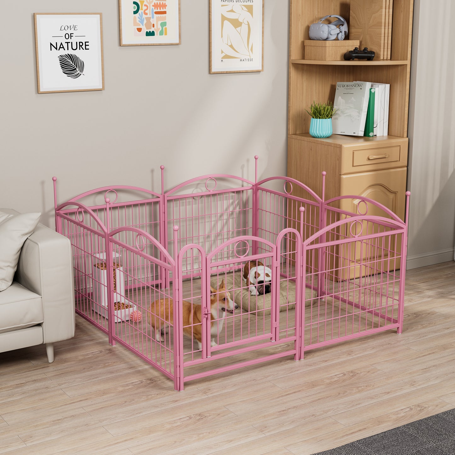 Dog Playpen Indoor 24 inch 8 Panels Metal Dog Pen Pet Dog Fence Outdoor Exercise Pen with Doors, Heavy Duty Dog Fence Puppy Pen for Large Medium Small Dogs Indoor Outdoor Foldable Pet Exercise Pen