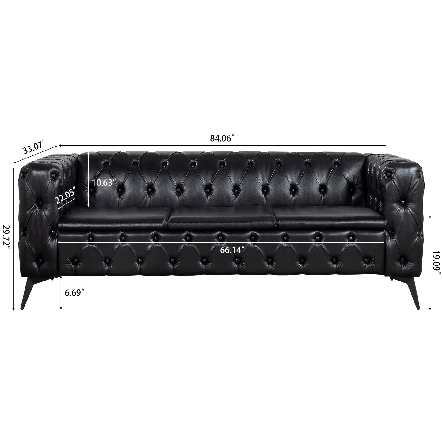 [SantaChoice] 84.06 Inch Width Traditional  Square Arm removable cushion 3 seater Sofa