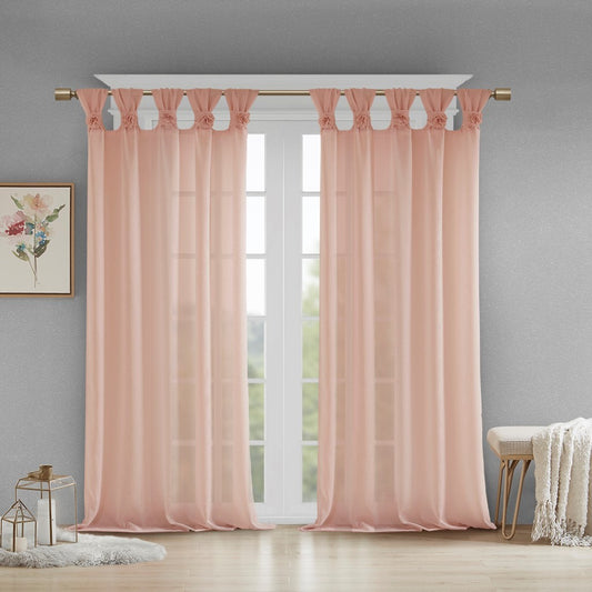 Floral Embellished Cuff Tab Top Solid Curtain Panel(Only 1 Pc Panel)