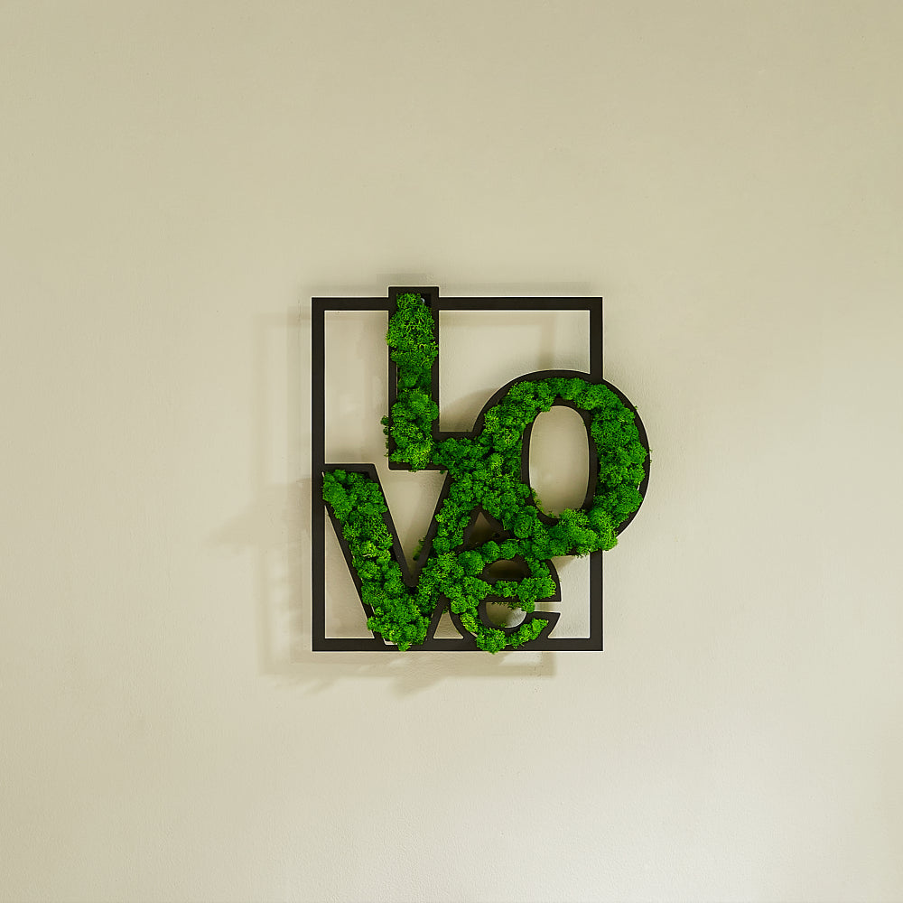 LOVE Moss Letter Metal Wall Art