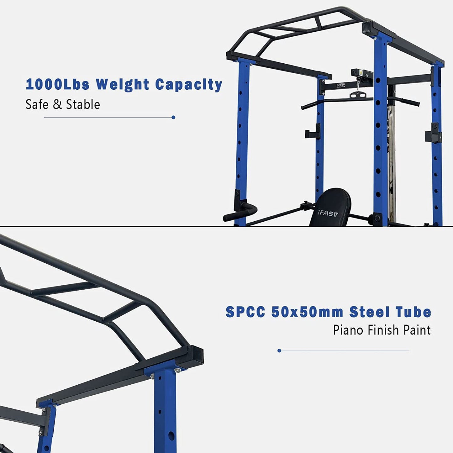 Multi-functional Power Cage,Home Adjustable Pullup Squat Rack 1000Lbs Capacity Comprehensive Fitness Barbell Rack