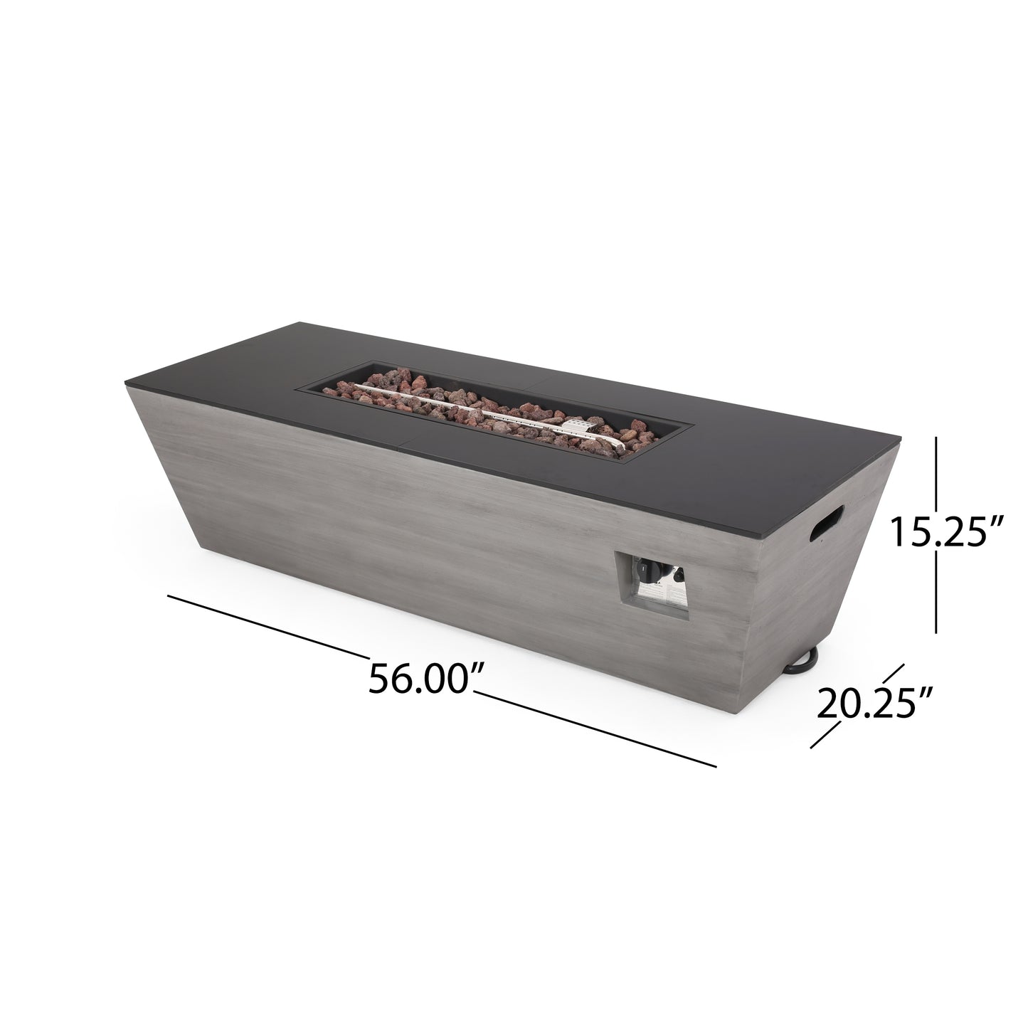 56" RECTANGLE MGO FIRE PIT - 50 000 BTU