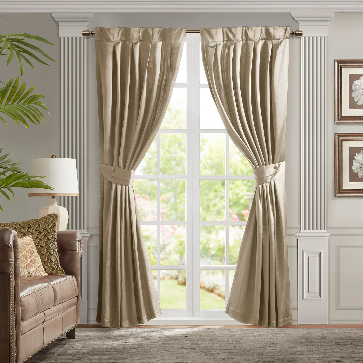 Pleat Curtain Panel with Tieback (Single) Champagne 52x84'