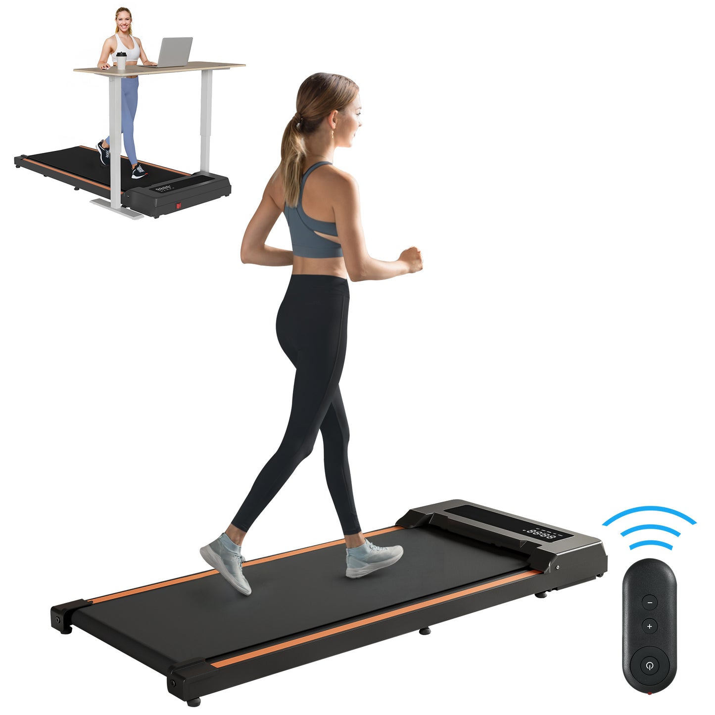 Walking Pad 300 lb Capacity, Desk Treadmill for Home Office, Protable Treadmill Under Desk, Walking Treadmills for Home,0.6 to 3.8 mph Portable Treadmill