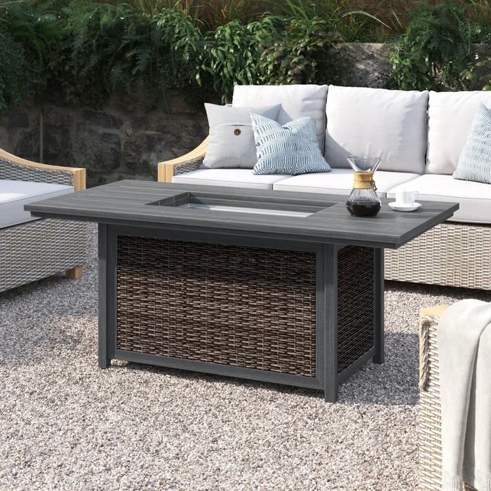 Aluminum/Wicker Propane Fire Pit Table