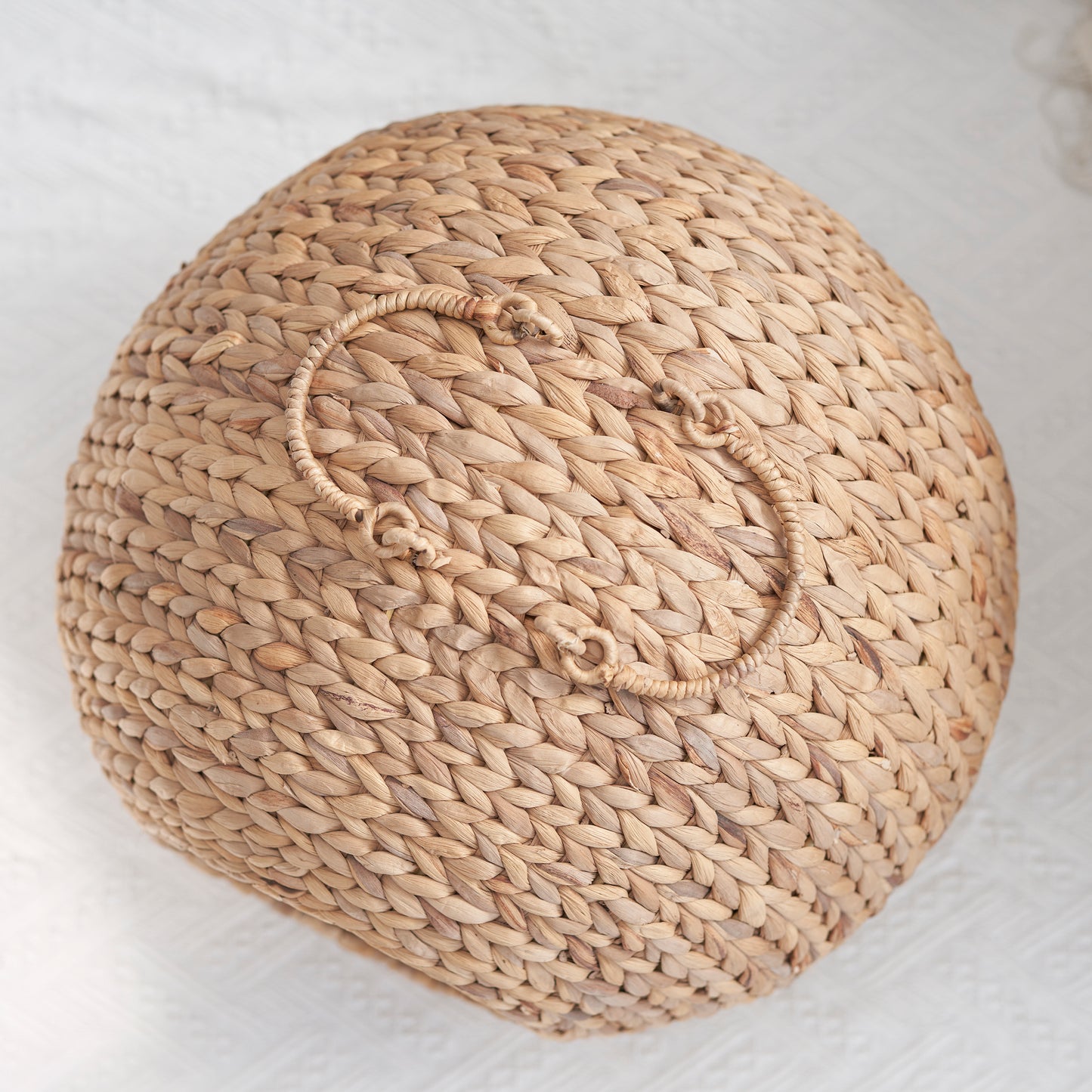 Gertrude Water Hyacinth Woven Wicker Round Cat Bed Cave with Handles - 18" x 18" x 18" - For Any Size Cat Breeds, Chihuahua and Use with Cat Tower