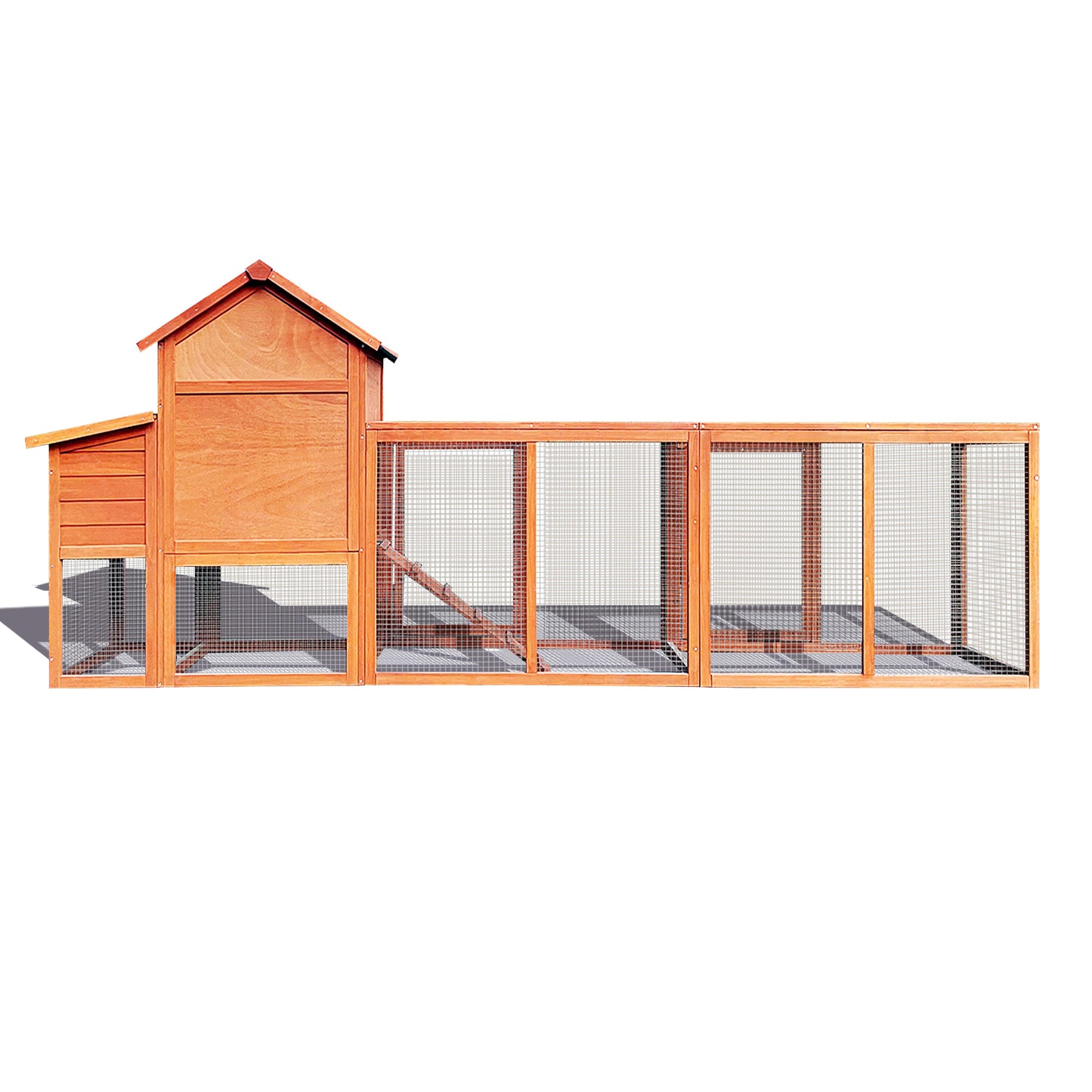 121＂Large outdoor Wooden Chicken Coop, Hen House with Nest Box ,Wire Fence Poultry Cage