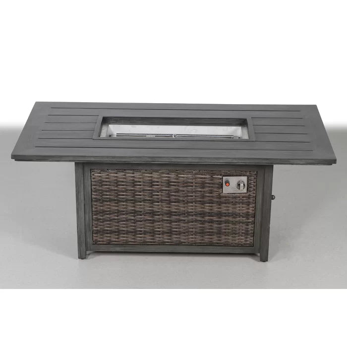 Aluminum/Wicker Propane Fire Pit Table