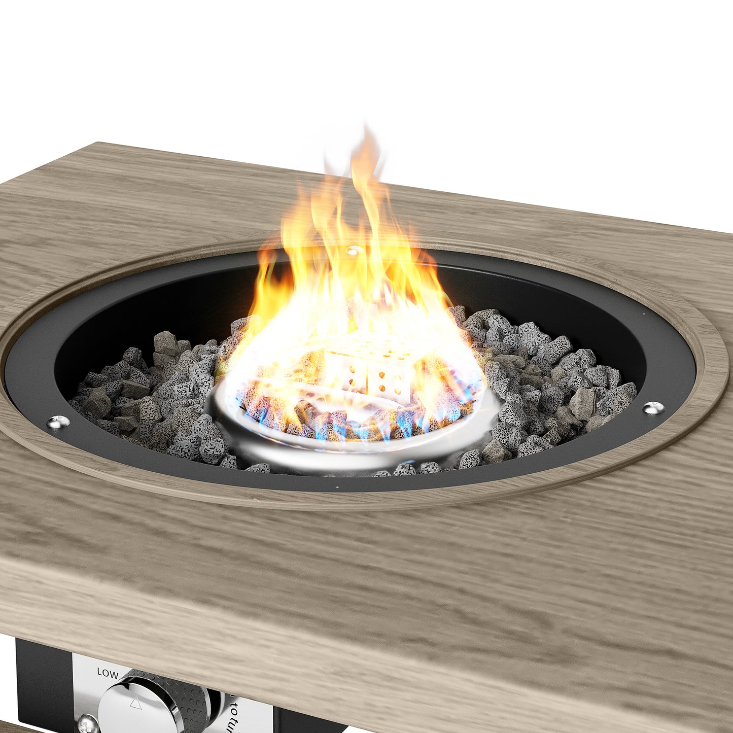 3-in-1 Coffee Table with Ice Bucket and Fire Pit  - Beige