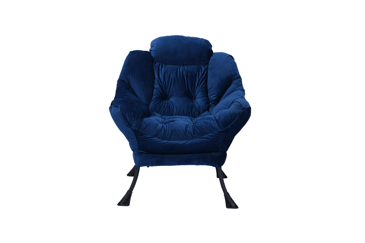 [SantaChoice] Living Room Chairs Modern Cotton Fabric Lazy Chair, Accent Contemporary Lounge Chair, Single Steel Frame Leisure Sofa Chair with Armrests and A Side Pocket (Blue) ,with ottoman ,with footrest