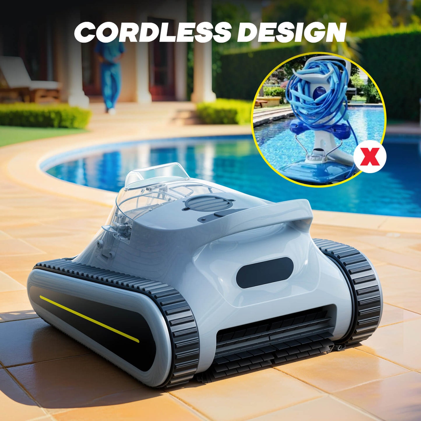 [2024 Upgraded] Seauto Crab Cordless Robotic Pool Vacuum, Wall-Climbing, Automatic Pool Cleaner