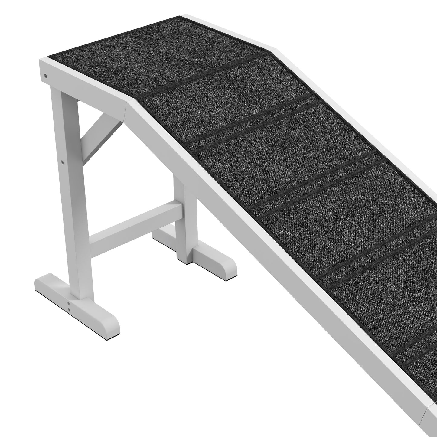 PawHut Dog Ramp for Bed, Pet Ramp for Dogs with Non-Slip Carpet and Top Platform, 74" x 16" x 25", White