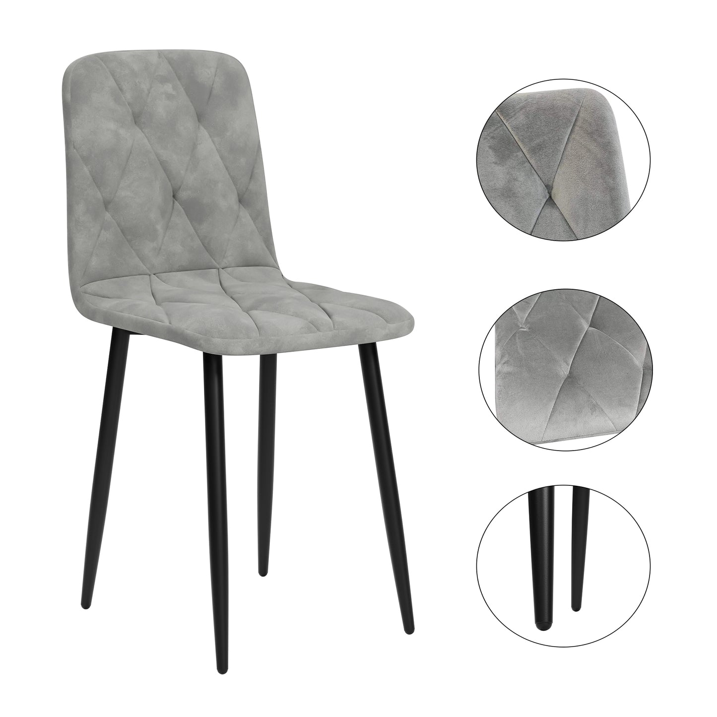 [SantaChoice] Dining Chairs Set of 4, Modern Kitchen Dining Room Chairs, Velvet Dining Chair Upholstered Cushion Seat and Sturdy Metal Legs