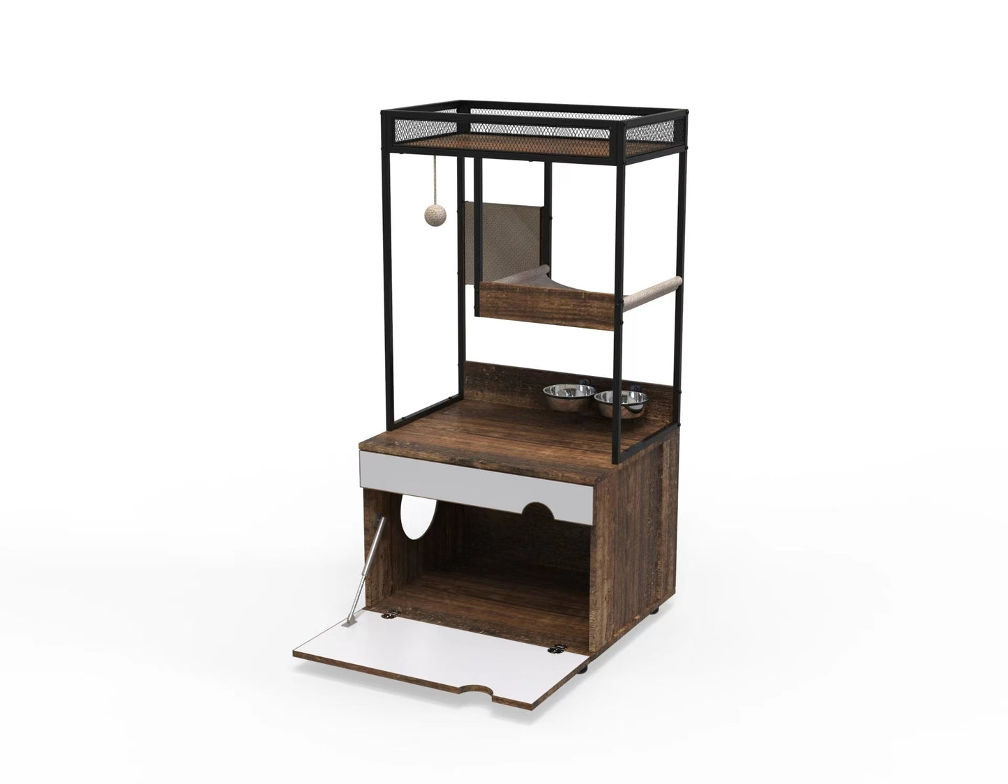 Cat Litter Box Enclosures with Cat Tree Tower, Cat Furniture ,Cat Cabinet