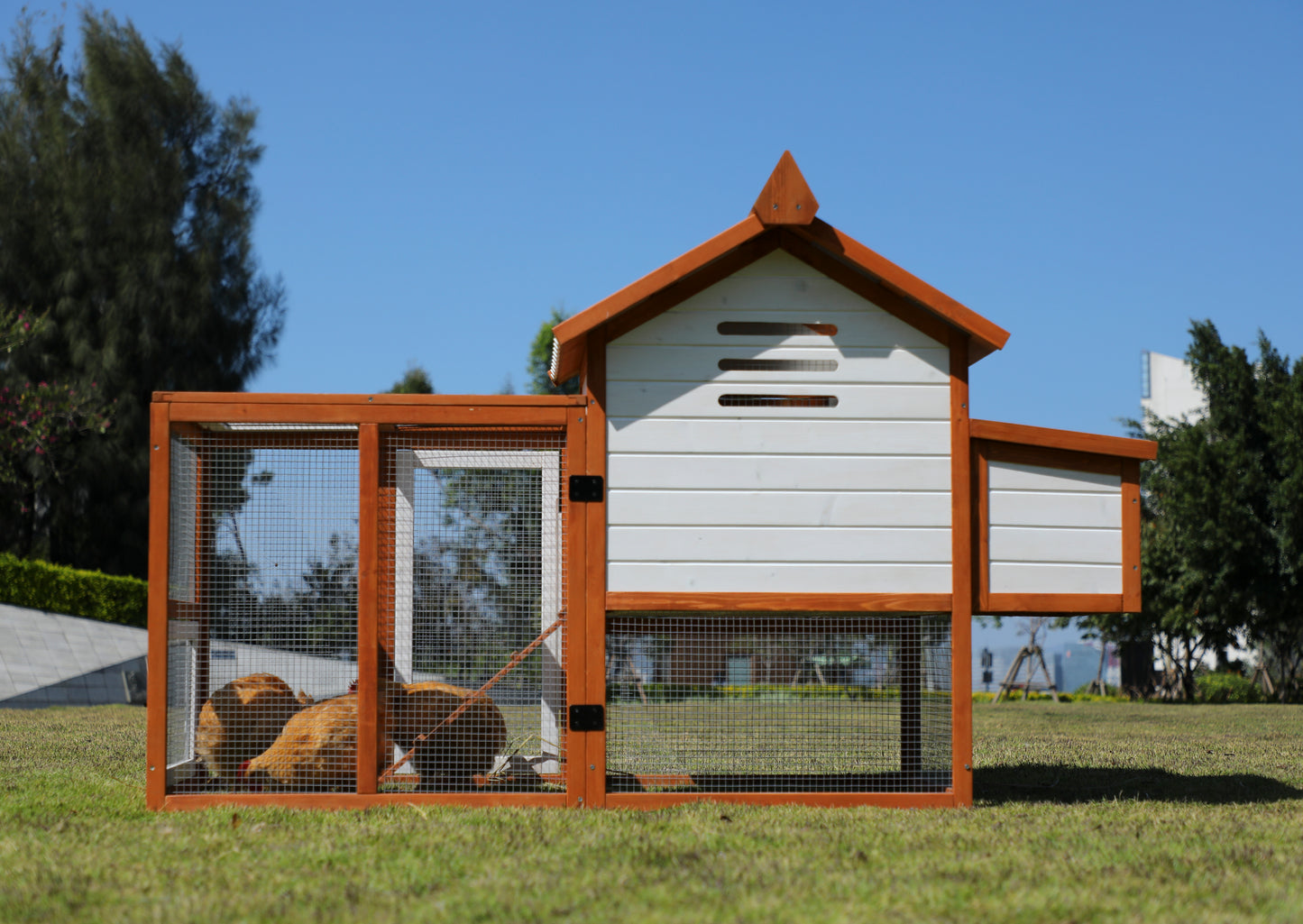 Weatherproof Outdoor Chicken Coop with Nesting Box, Outdoor Hen House with Removable Bottom for Easy Cleaning, Weatherproof Poultry Cage, Rabbit Hutch, Wood Duck House