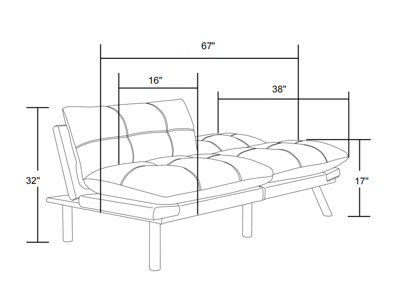 [SantaChoice] Leatehr Feeling Brown Convertible Folding Modern sofa Bed